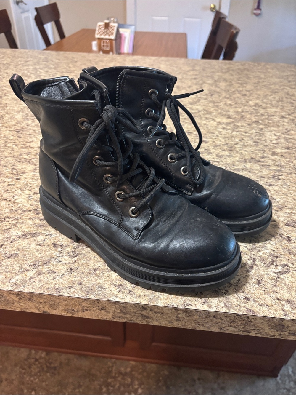Women’s Black Lace-Up Combat Boots